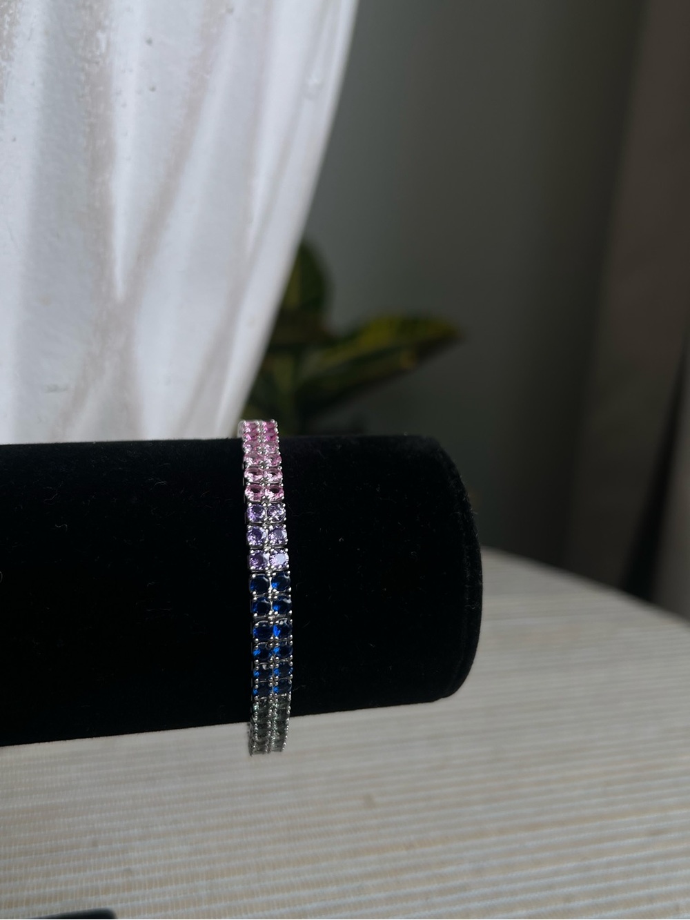 double layered rainbow cz Tennis Bracelet - Pink, Purple & Blue Sparkle